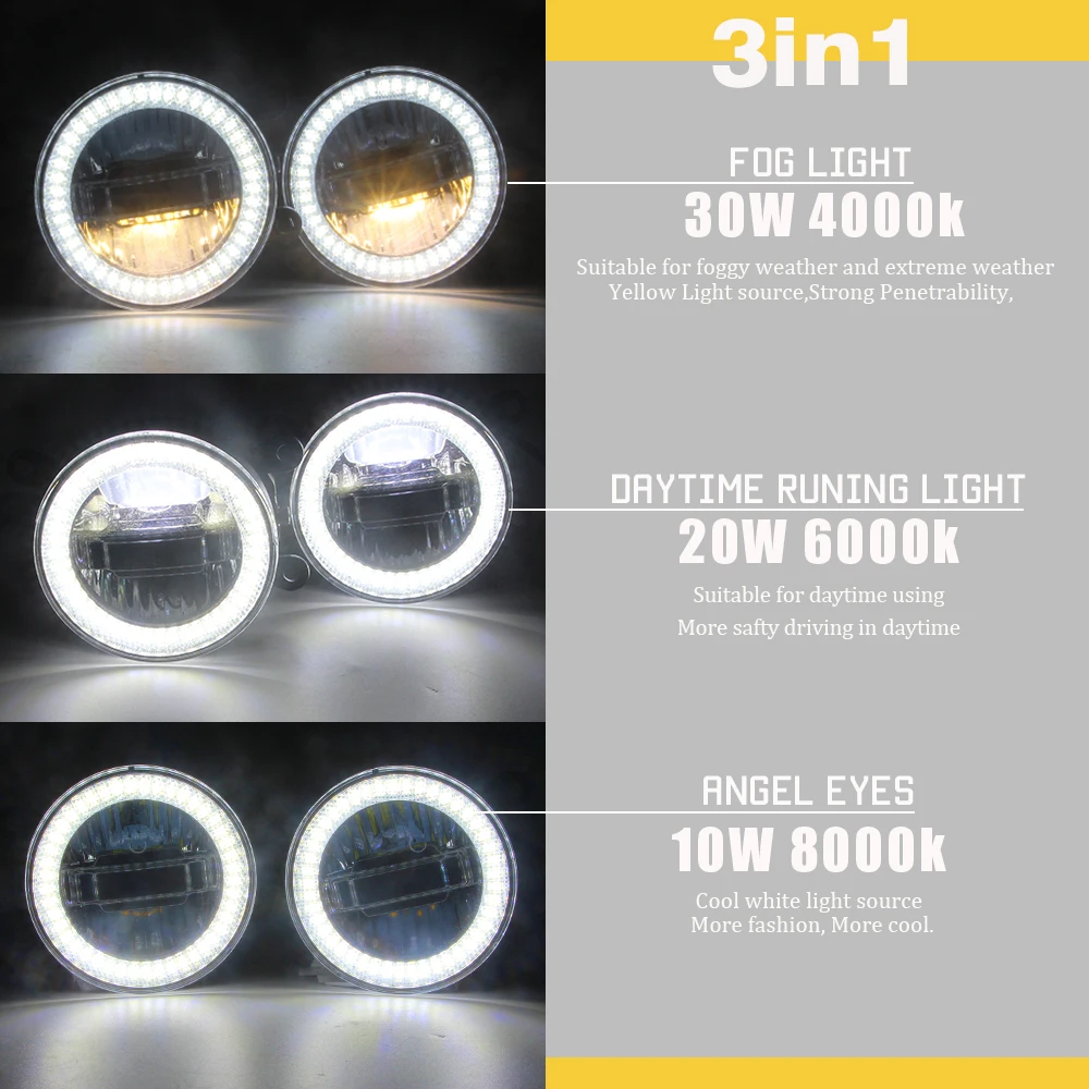 Cawanerl For 2017 2018 Peugeot 408 Car LED Bulb Fog Light Daytime Running Lamp DRL Angel Eye 12V 2 Pieces | Автомобили и