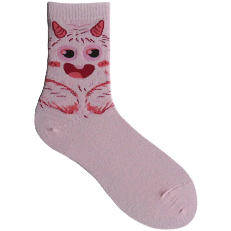 

Crew Happy Street Fashion Pink White Hairy Monster Lovely Kawaii Funny Cute Socks Pure Cotton Downy Leopard Panther Cheetah Cub