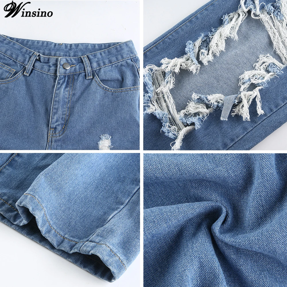 

Ripped Jeans High Waist Fashion Women2021Streetwear Loose All-match Thin Straight Trousers Loose Wide Leg Denim Bagge Long Pants