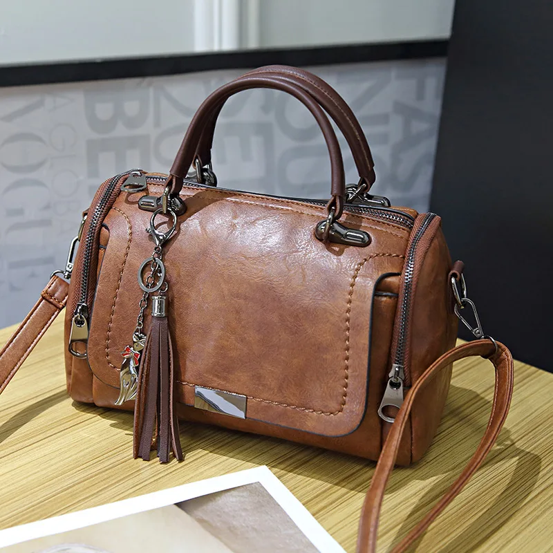 

2020 New Arrival Fashion Woman Bag for Ladies Retro PU Leather Bag Female Tassel Zipper Crossbody Bags
