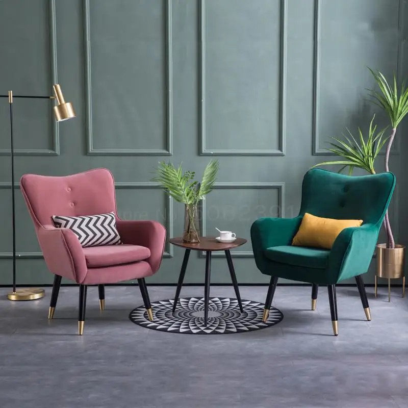 Одноместный диван скандинавский свет роскошный чистый розовый металлический