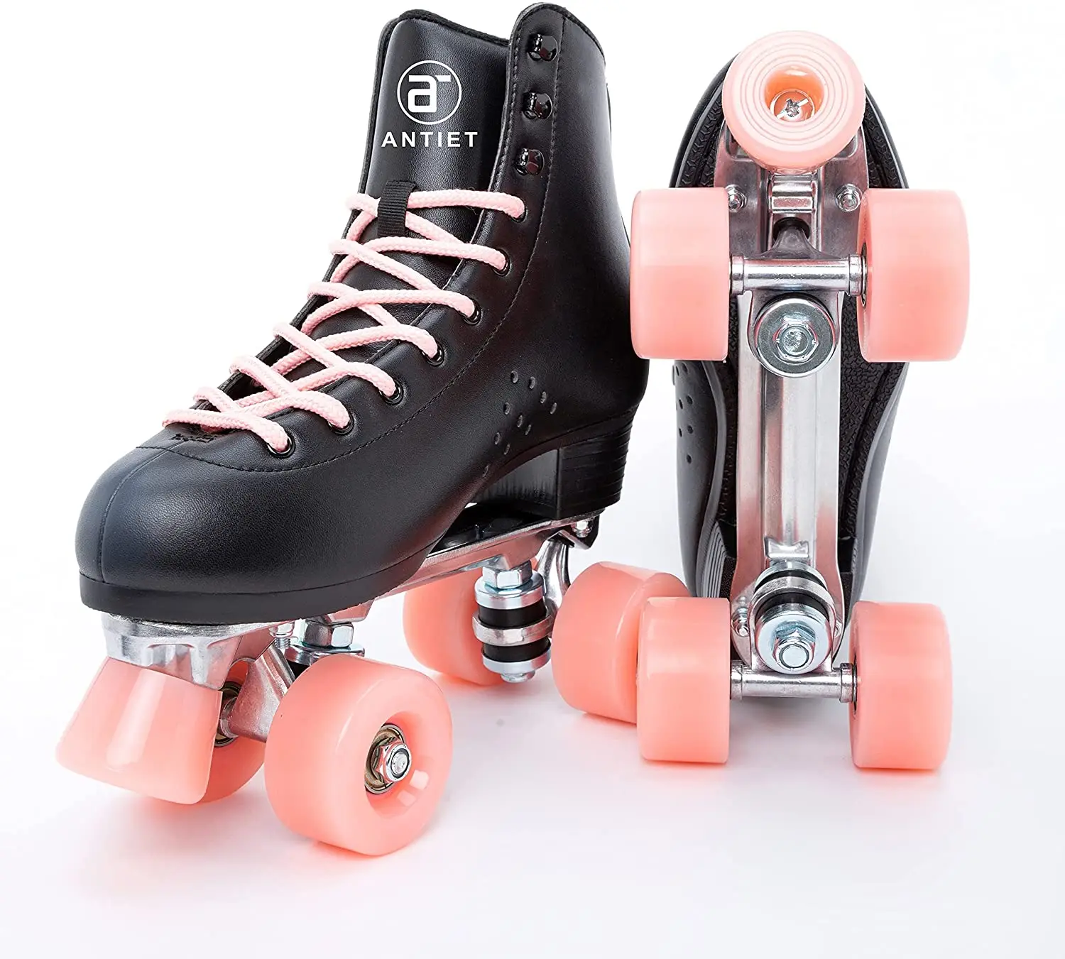 

ANTIET Classic Roller Skates for Women Aluminum Alloy Base PU Leather Four Wheels Roller Derby Skates for Kids and Adults
