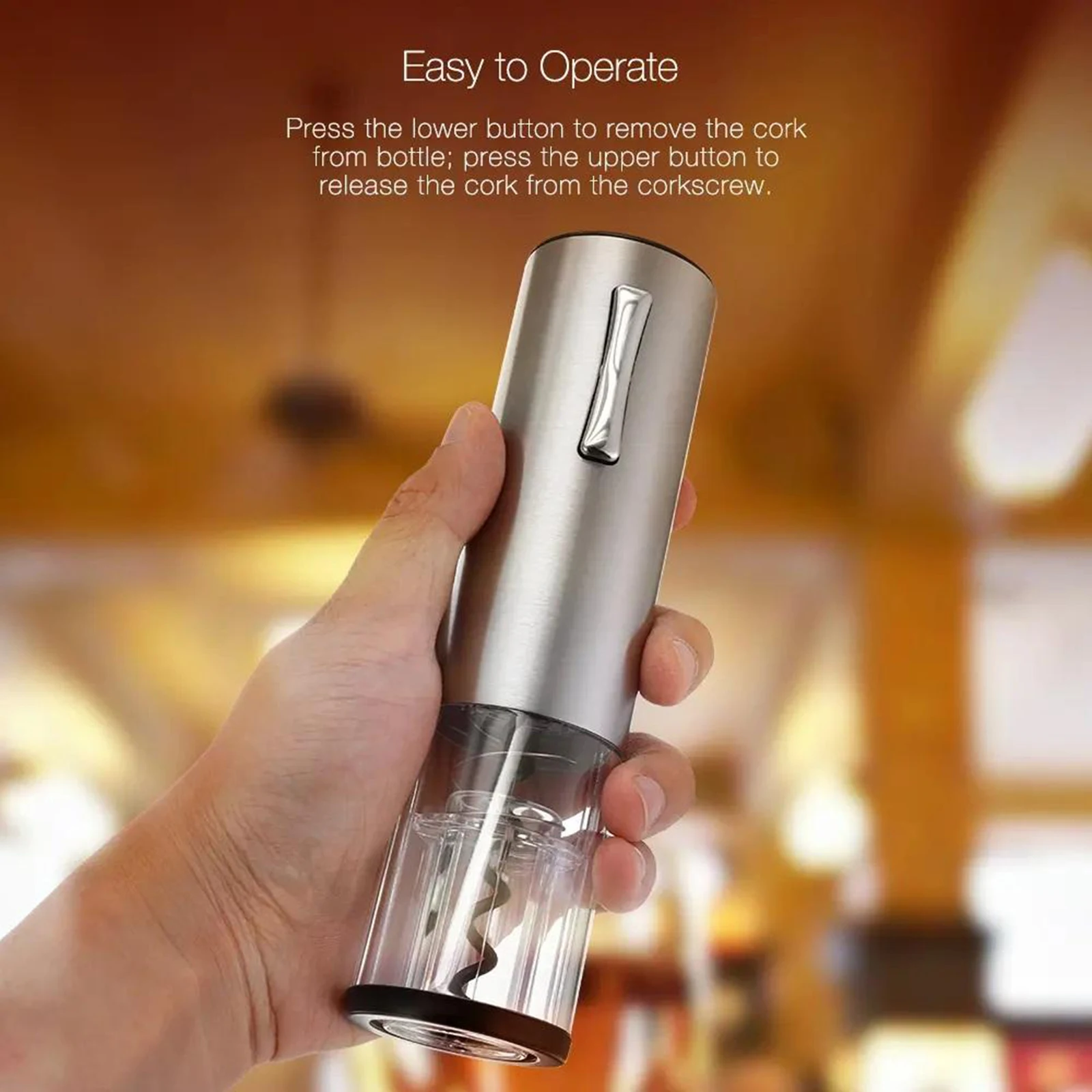 

Cordless Electric Wine Opener Automatic Wine Bottle Corkscrew Opener Remover