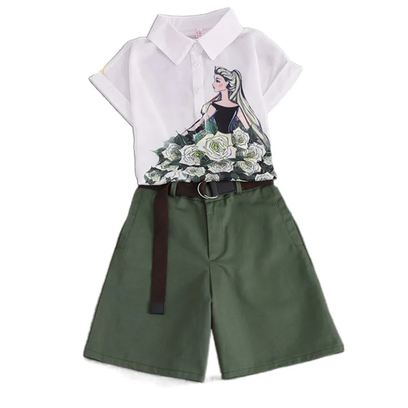 

Новинка 2021, летний женский костюм из блузки и шортов, шифоновая блузка + шорты, женский спортивный костюм с поясом