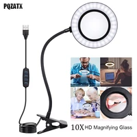 10x magnifying glass lamp magnifier light with clip adjustable flexible gooseneck for daily hobbies repairing crafts