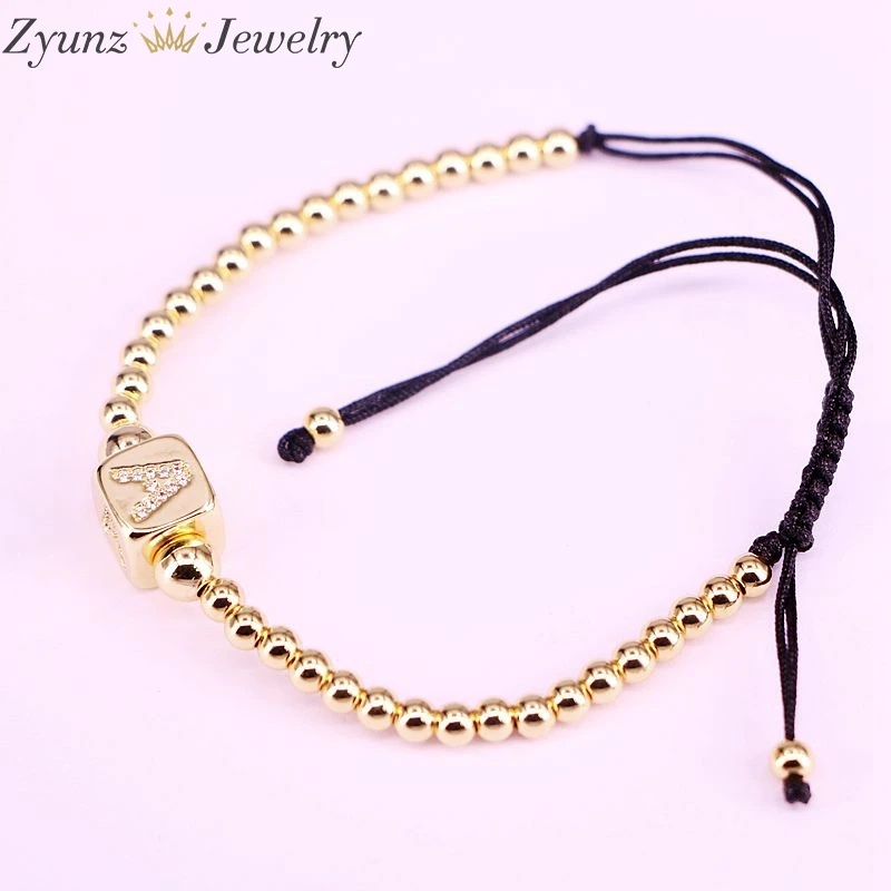 Браслет макраме с квадратными бусинами и 26 буквами алфавита 10 шт. | Украшения