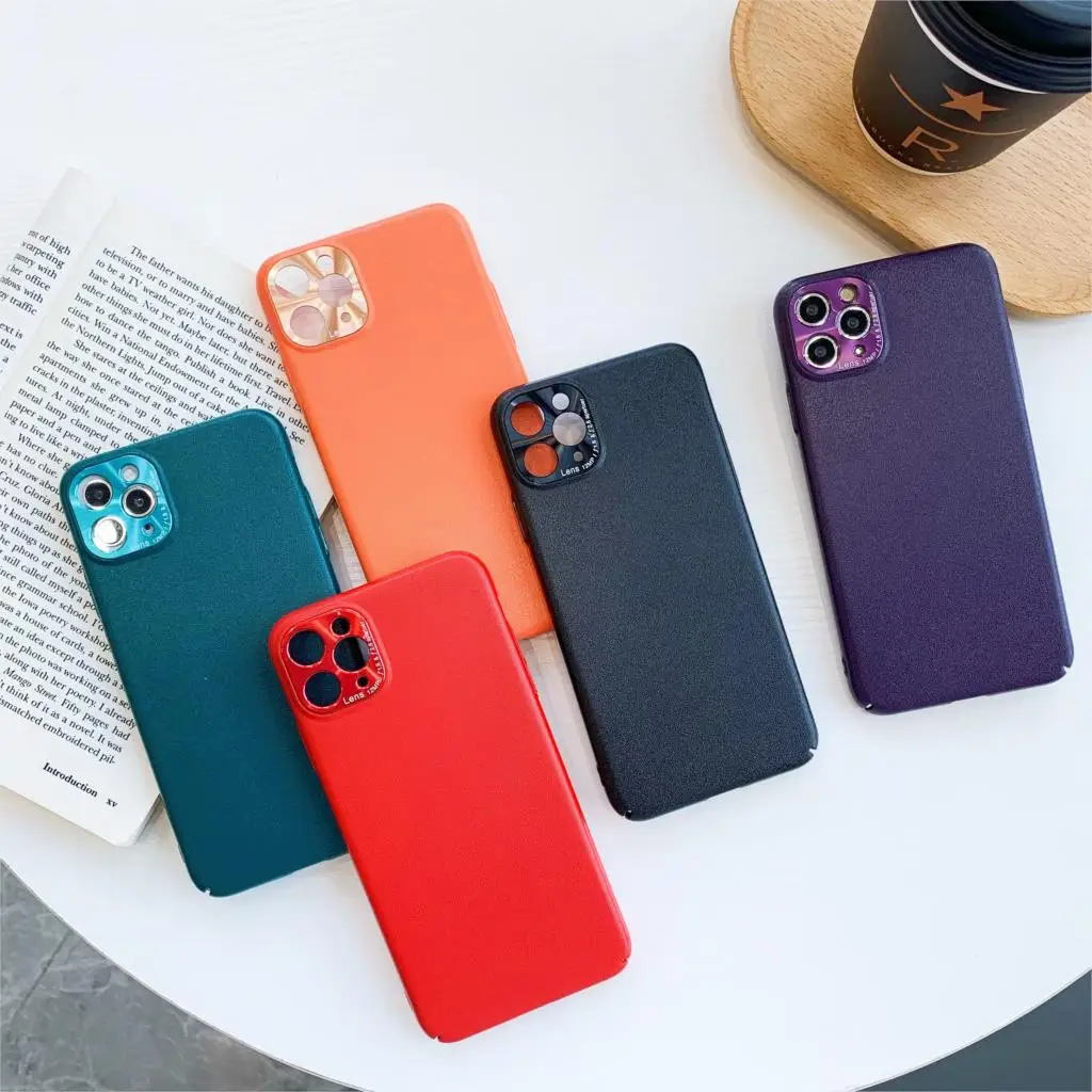 

Leather Plain Case For iPhone 12 11 Pro X XR XS Max SE2 2020 Camera Protection PC Hard Back Cover For iPhone 6 6s 7 8 Plus Case