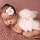 Модный реквизит для фотосъемки новорожденных детей ободок с пером и кружевом крыльями ангела цветами