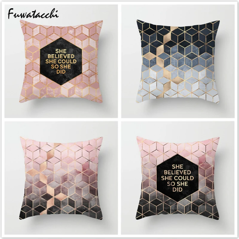 Чехол на подушку с принтом в скандинавском стиле Fuwatacchi Геометрическая подушка