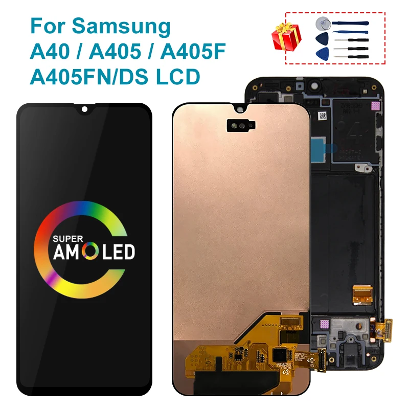 

Original Super AMOLED For Samsung A40 2019 LCD A405 LCD Display Touch Screen Digitizer Replace For Galaxy A405FM/DS Display A405