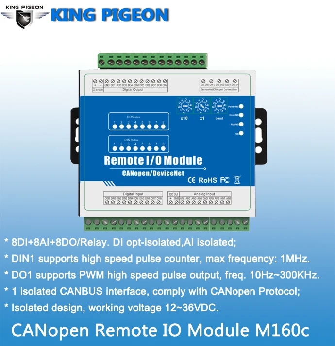

M340c CAN bus Remote I/O module with CANopen protocol Supports PT100 and PT1000