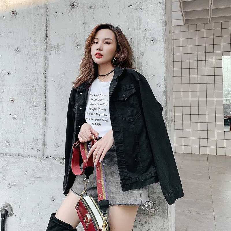 

Women's Denim Jacket Loose Oversized Retro Harajuku Colorblock Tie Dye Fringe Ladies Hooded Denim Jacket Street Trend Top