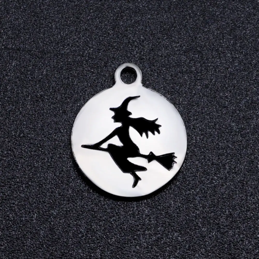 5 шт./лот 100% из нержавеющей стали черная эмалированная ведьма подвески сделай сам