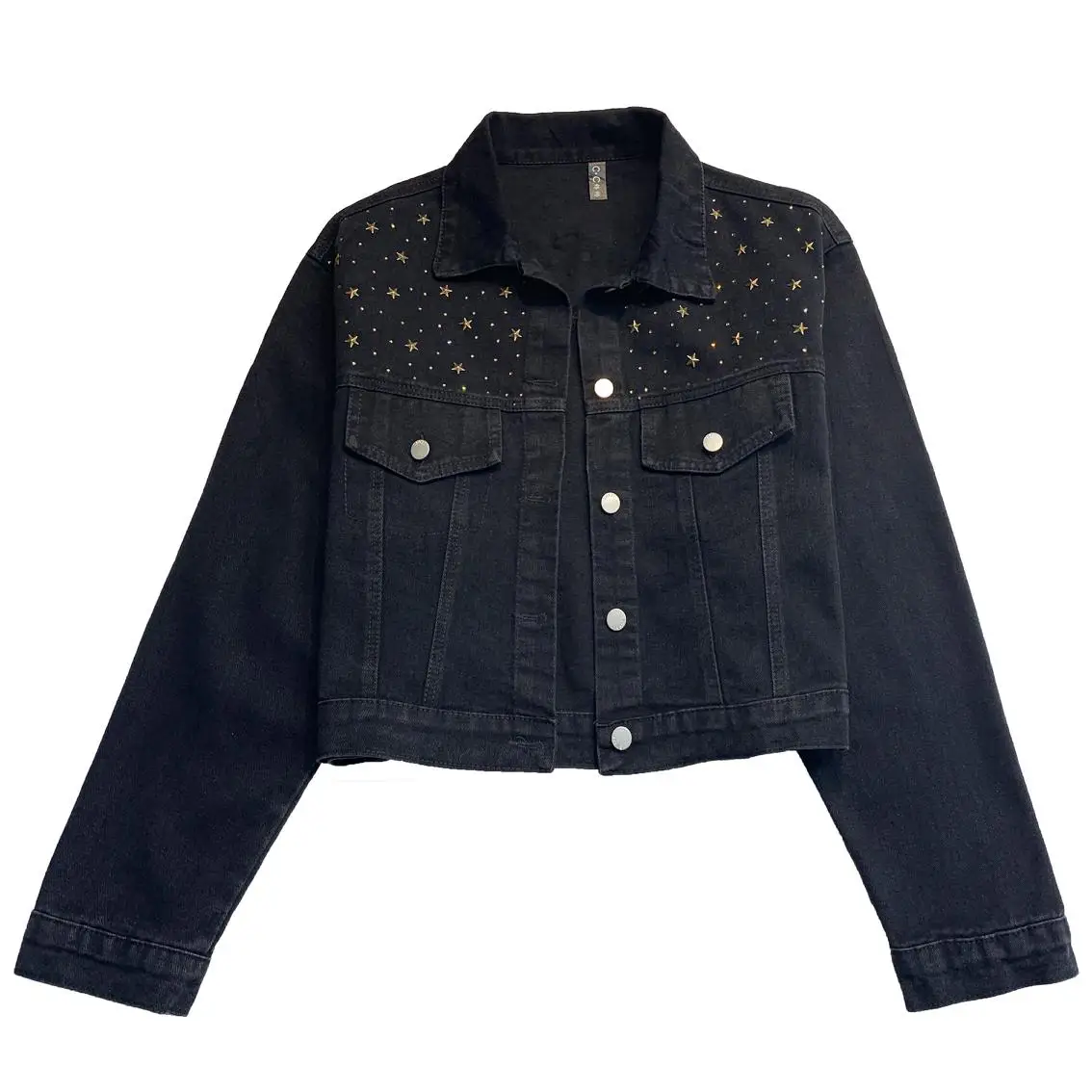 

Fashionable casual loose short section spring and autumn new wild black heavy denim jacket