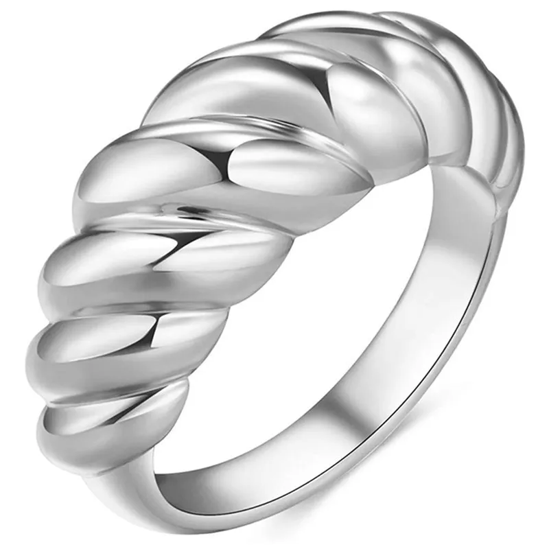 

2021 New Fashion Elegant Women Alloy Twisted Thread Ring Casual Engagement Wedding Party Geometric Gold Ring Jewelry