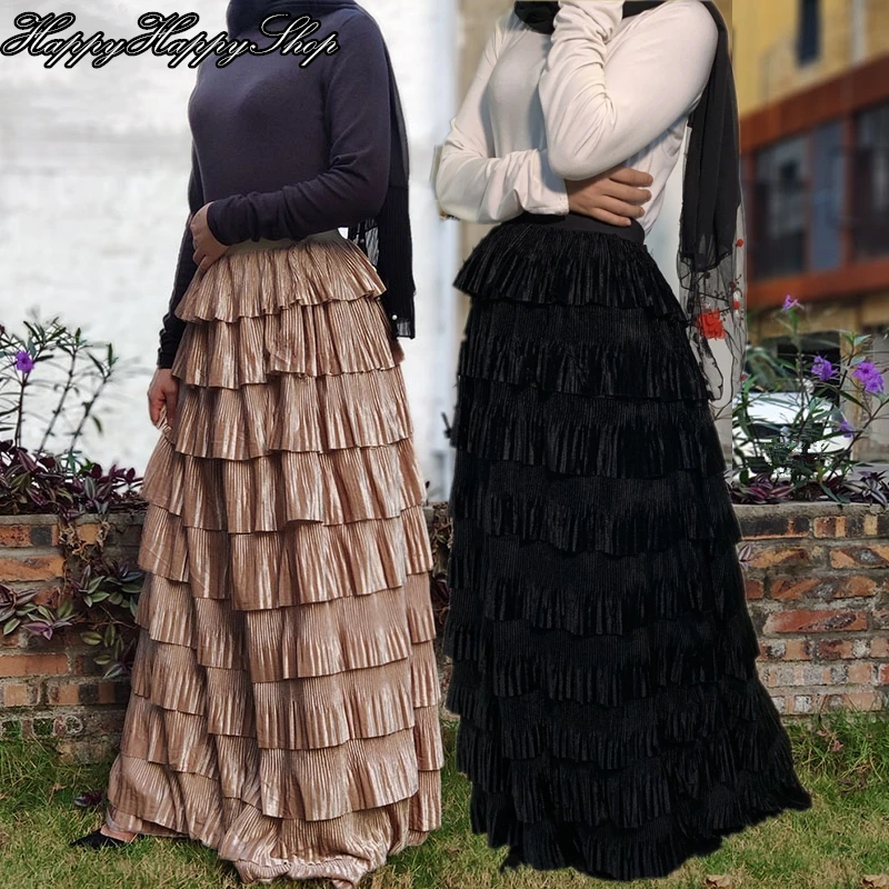 Элегантные многослойные плиссированные длинные юбки женское коктейльное платье