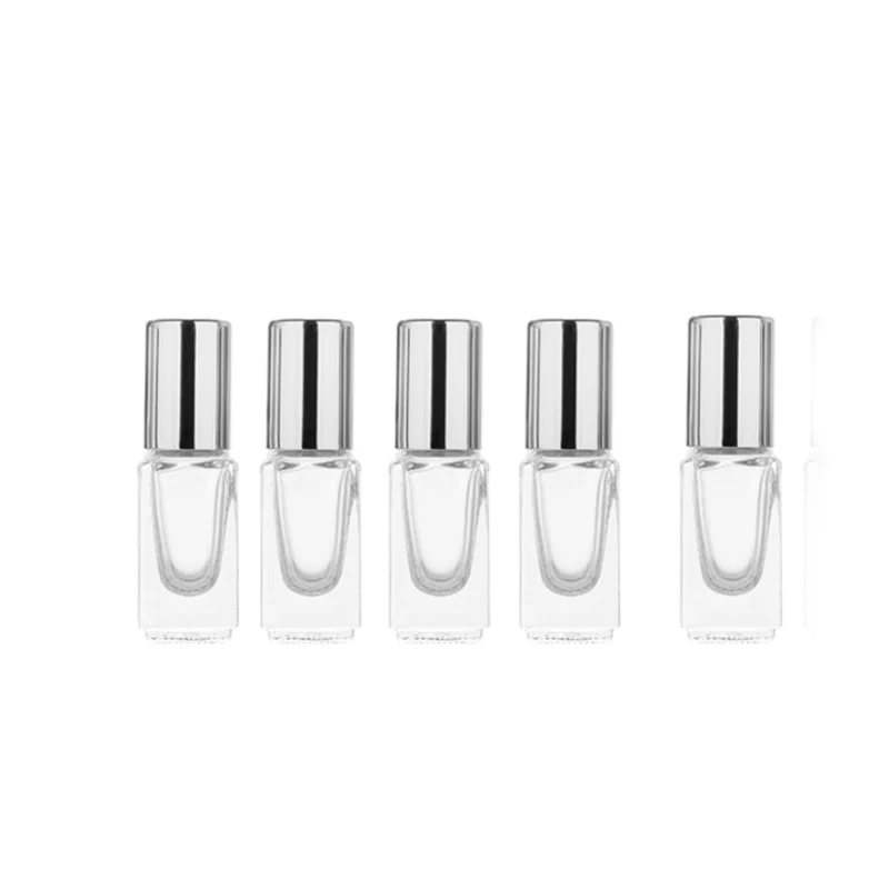 Sliver MUB-5pcs, высокое качество, 3 мл, мини эфирные масла, металлический роликовый шар, стеклянные флаконы для духов, пустые, роликовые, многоразовые - Цвет: Sliver