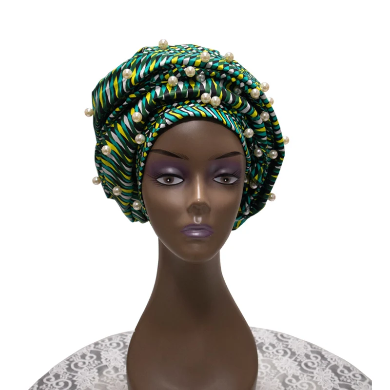 2020 многоцветный с жемчугом красивый африканский головной убор для женщин