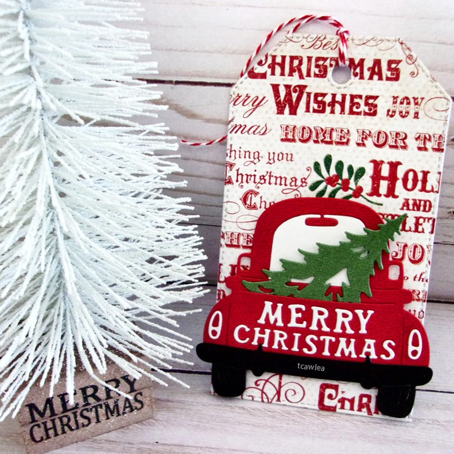 Счастливого Рождества автомобиль с рождественской елкой пресс формы для сделай