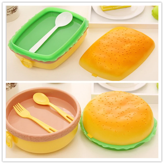 Милые дети гамбургера для хот-догов двухуровневый Коробки обедов коробка Burger Bento