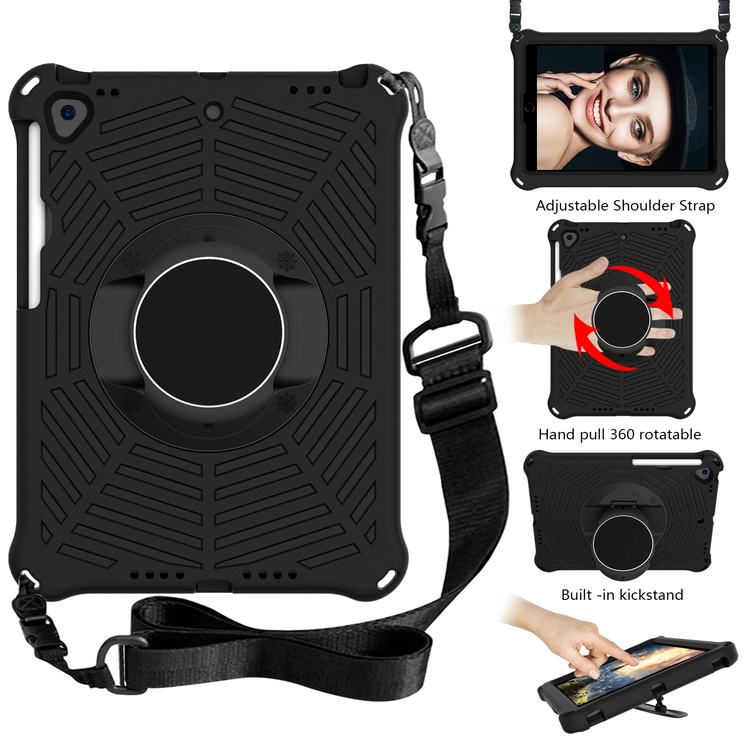 

For iPad Mini 1/2/3/4/5 tablet case 360 degree rotating handheld stand case Ipad Air 2 Pro 9.7 10.2 case