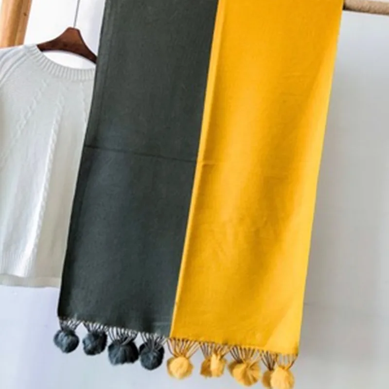 

New Coloured Wool Ball Scarf for Autumn and Winter2019,Japanese and Korean Wind Heating and Thickening GreatCashmere Shawl Scarf