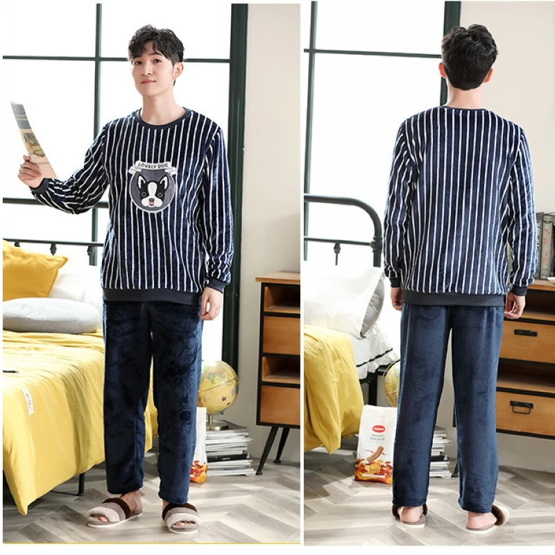 

Couple pajamas autumn and winter coral fleece cute cartoon thick men and women long-sleeved winter flannel home service suit