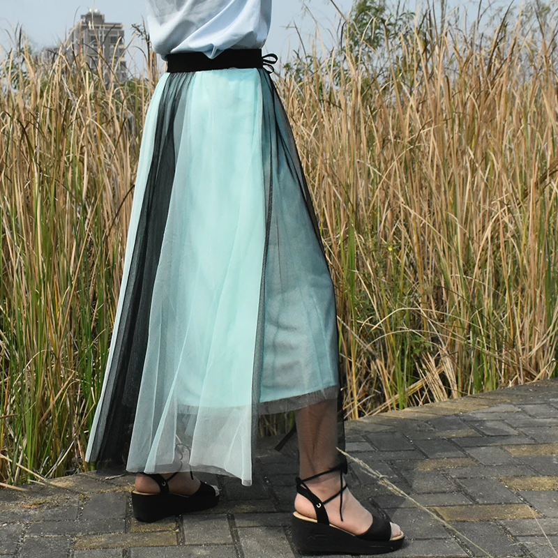 Женская юбка из тюля Длинная пляжная винтажная эластичная с высокой талией весна