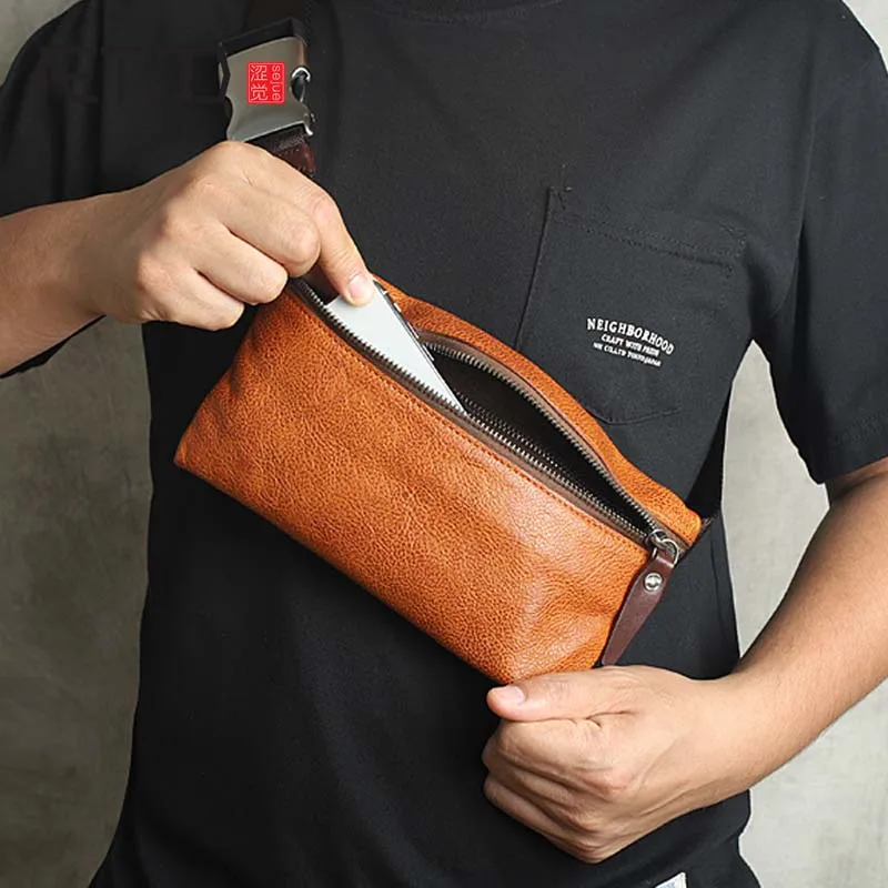 

Оригинальная Кожаная мини-сумка AETOO ручной работы в стиле ретро, Мужская поясная сумка из первого слоя воловьей кожи, мужская сумка, Повседн...