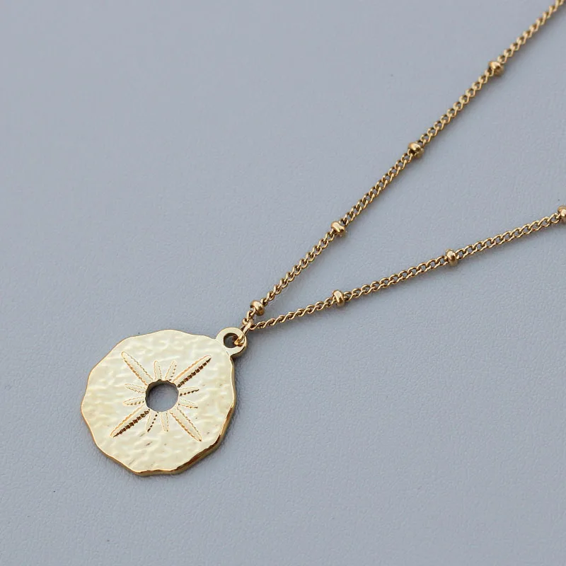 Цепочка с кулоном в виде золотой монеты из нержавеющей стали | Украшения и