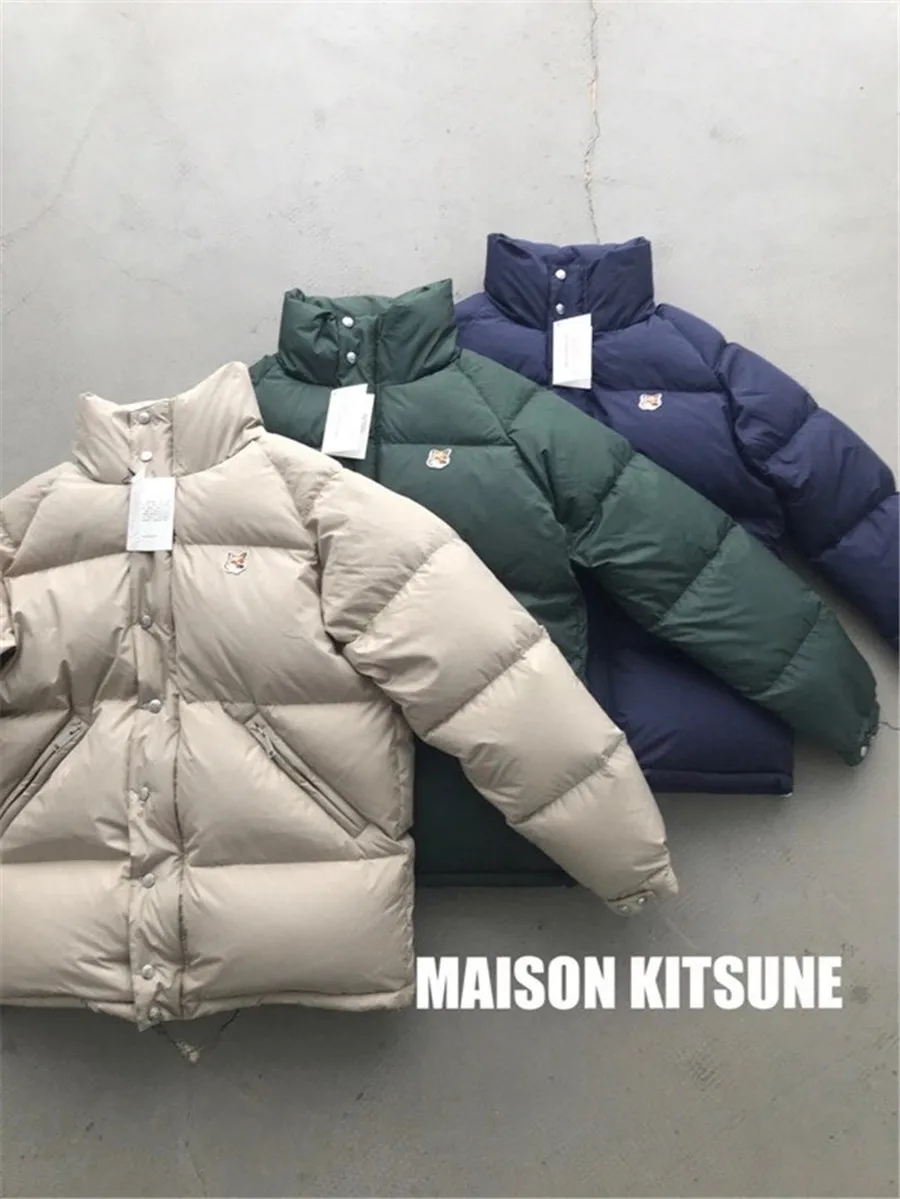 

Winter Maison KITSUNE Fox Embroidery Jacket Men Women High Quality Stand Collar Bread Coats Maison Kitsune Outerwear Clothes