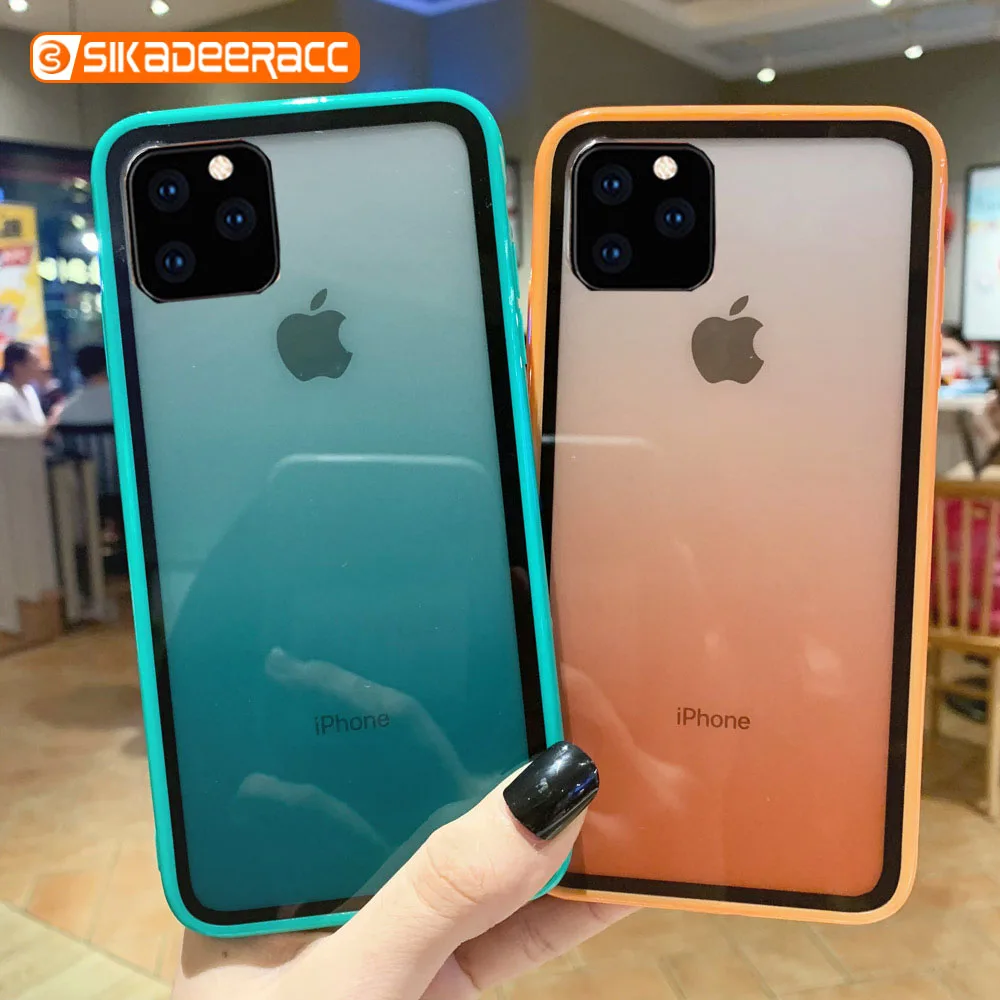 Простой градиентный Прозрачный чехол для телефона iPhone 6s 7 8 Plus X XR XS Max 11 Pro задняя