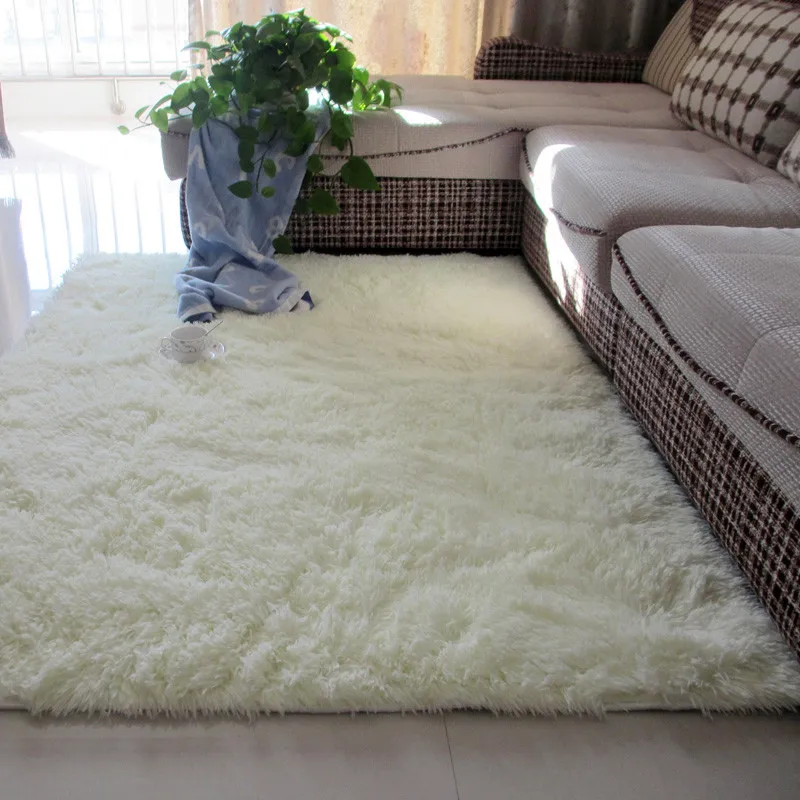 

Plush Rug Thickened Washed Silk Hair Non-slip Carpet Living Room Coffee Table Blanket Bedroom Bedside Mat Yoga Rugs Solid Color