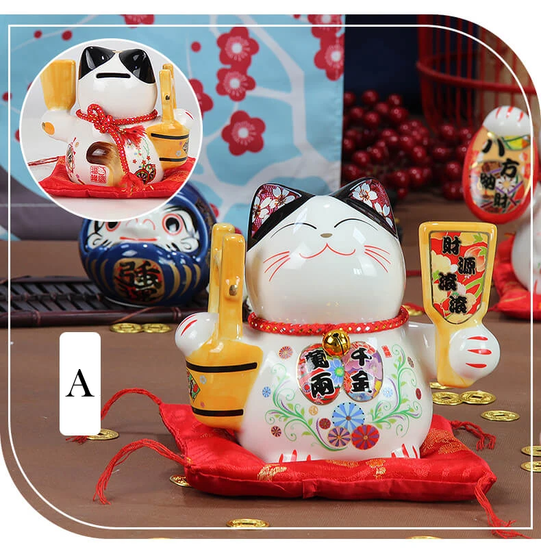 5 дюймов керамика Maneki Neko орнамент Lucky Cat Копилка японская Фортуна кошка фэн шуй статуэтка свадебный подарок