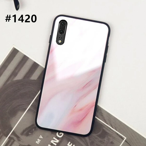 1420 Для samsung Galaxy A10 A20 A30 A50 A60 A70 A80 A90 чехол Мрамор Стекло жесткая накладка на заднюю панель для samsung A50 A70 A30 цветной чехол для телефона - Цвет: 1420