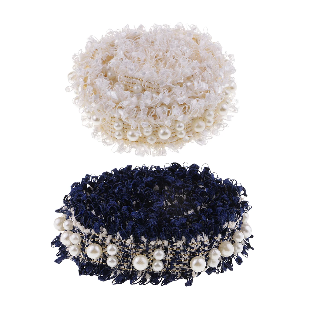 

1 Yard Pearl Beaded Ribbon Lace Trim For Millinery Bag Hat Decoration 3cm