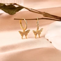 new design metal diamond butterfly womens earrings simple light luxury earrings girls exquisite birthday gift party jewelry