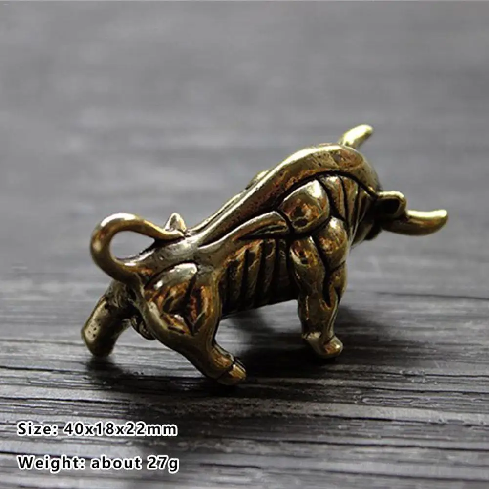 Брелок статуя быка из латуни ручной работы в стиле ретро украшение брелок на