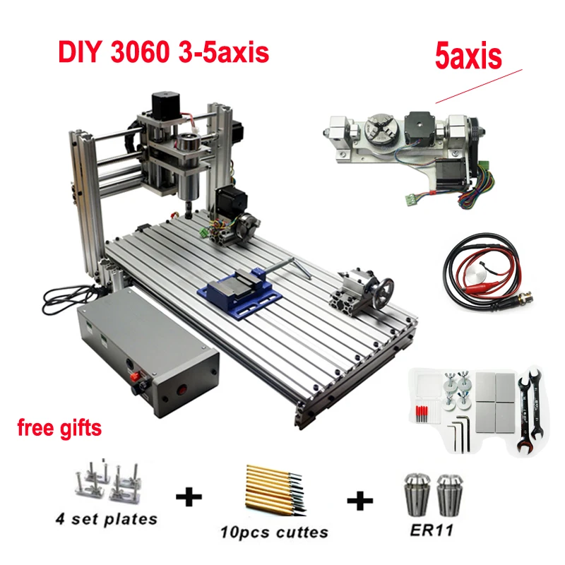 DIY CNC 3060 гравировальный станок 400 Вт фрезерный станок по дереву 6030 шариковый винт для резки гравировальный станок рамка 3 4 5 оси
