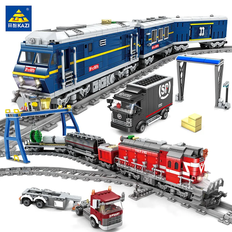 

KAZI City Train Power Function High-tech Building Block Bricks DIY Tech Toys For Kids Compatible All Brands train 98219 98220