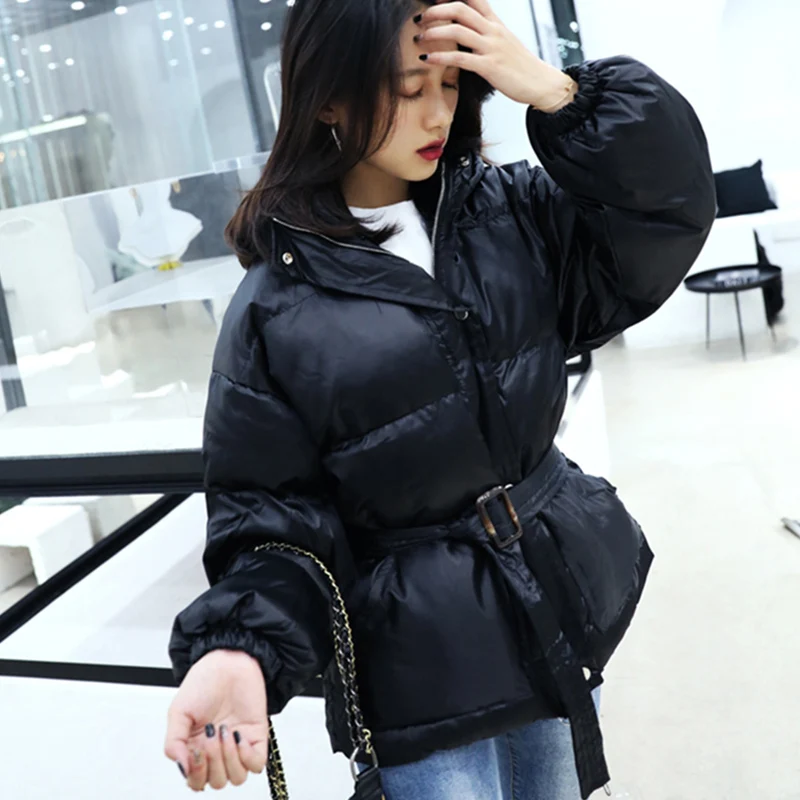 2021 Winter Jacket Women Streetwear Padded Puffer Warm Coat Femme Parkas Hooded Korean Style New Arrival Black Women Clothing