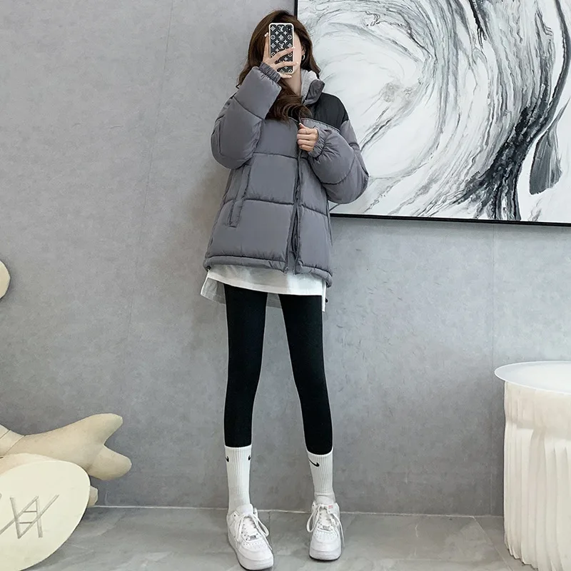 Winter women's wear down padded jacket  2021 new Korean fashion splicing trendy brand loose thick padded jacket women coat