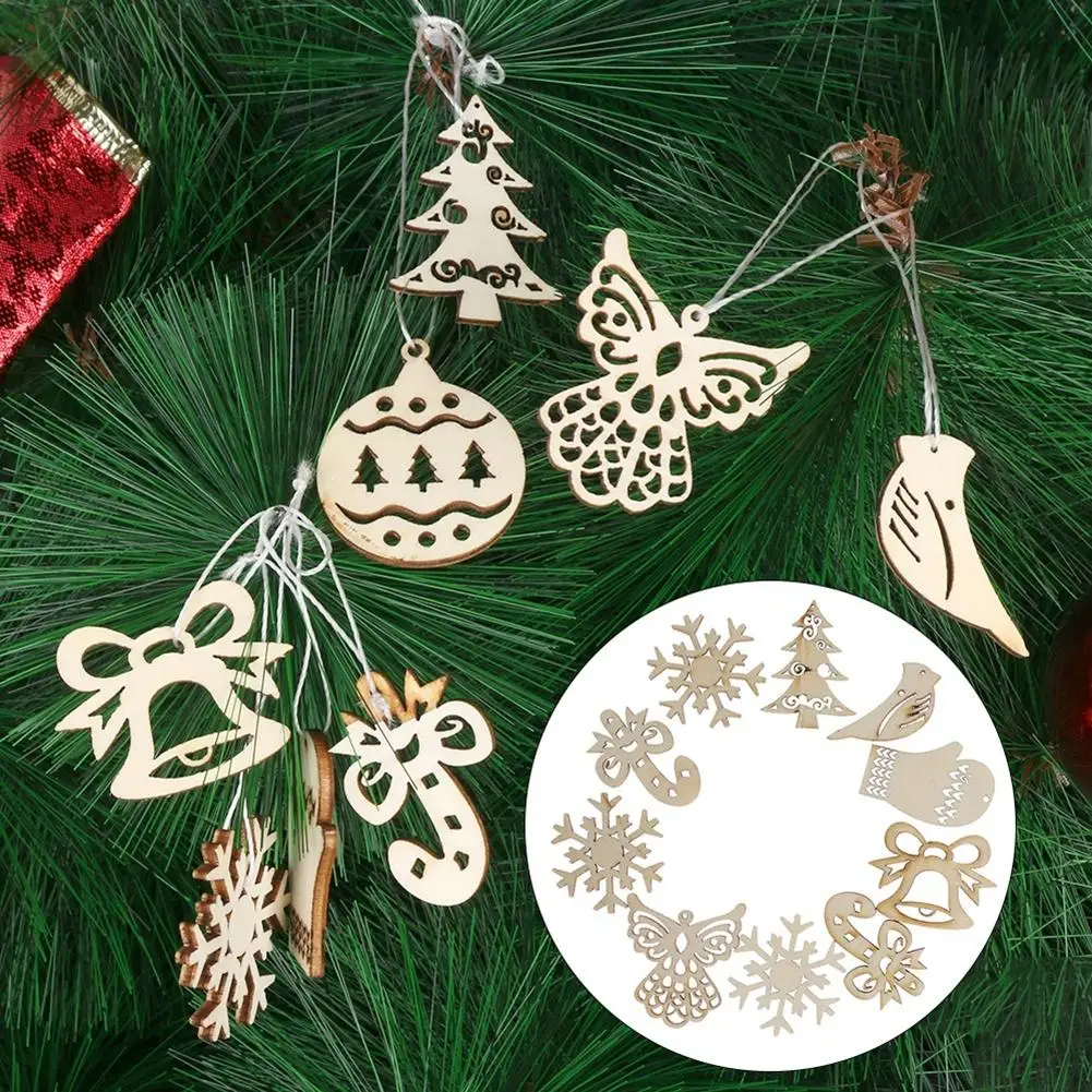 50 шт. Висячие деревянные снежинки дерево колокольчик трость полые