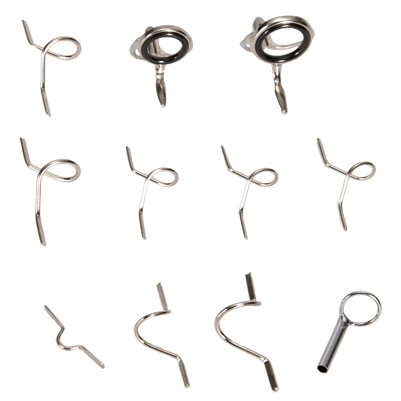 

11Pcs Tip Hook Fly Fishing Accessory Fishing Guide Ring Stainless Steel Integrated Raft Pole Double Foot Guide Ring