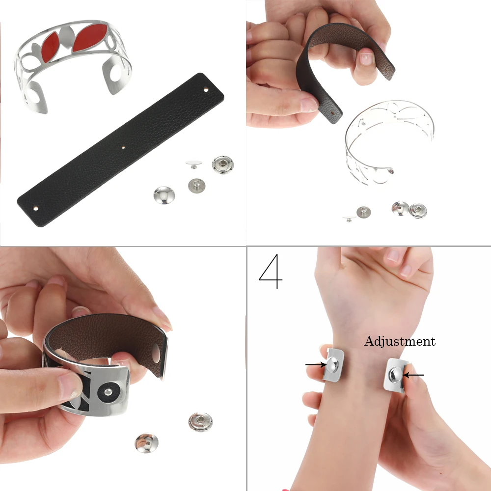 Кремо DIY лист Эмаль Браслеты для женщин из нержавеющей стали браслеты манжетой