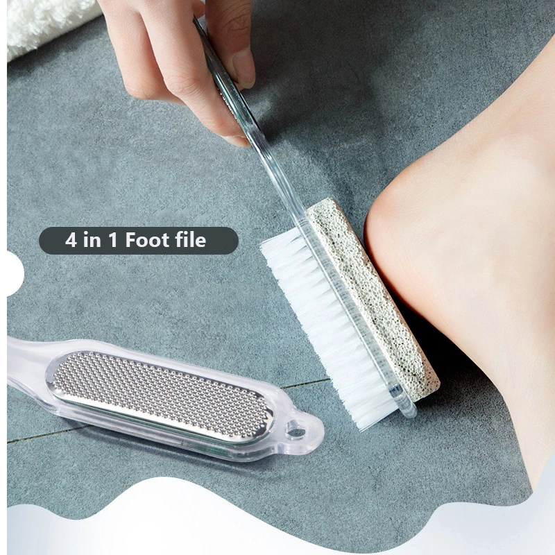 Пилка Для Ног 4 в 1 Массажная щетка с пемзой отшелушивающая и омертвевшая кожа
