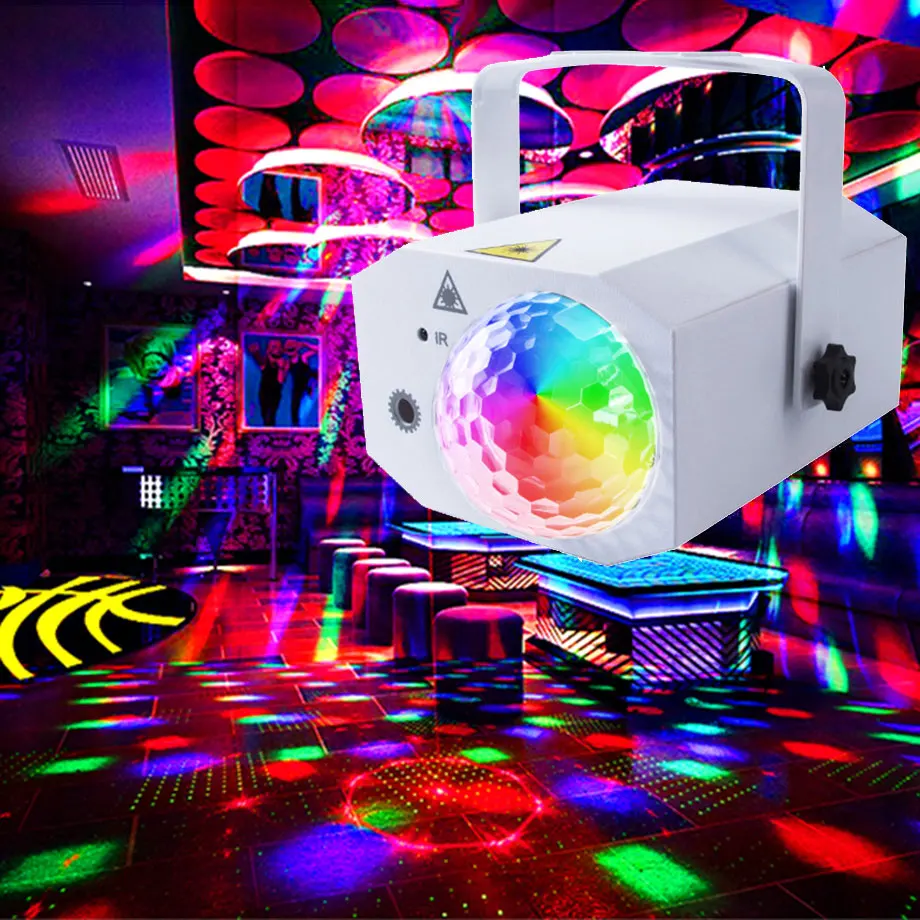 RGB Led Disco Light Magic Ball Party Sound Lights Laser Projector for DJ Bar Club Karaoke 128 Patterns Stage Strobe Lighting