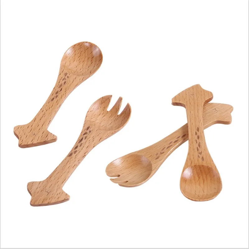 Детская деревянная мультяшная столовая посуда ложка Вилка Нож для еды