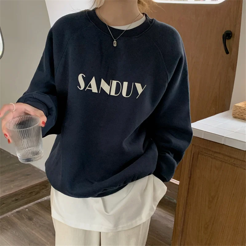 Женский однотонный пуловер Alien Kitty с круглым вырезом и надписью - купить по