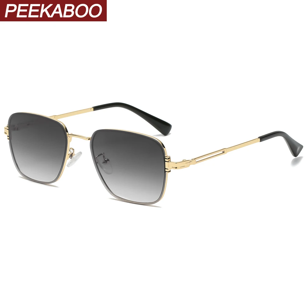 Фото Peekaboo ретро маленькие Солнцезащитные очки Мужские квадратные ходовые золотые